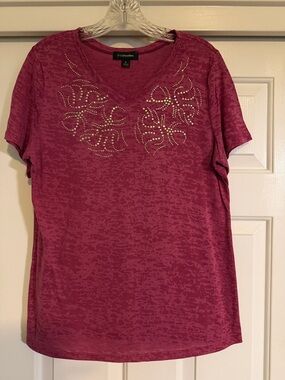 GG Collection Fuchsia Top with Rhinestones
